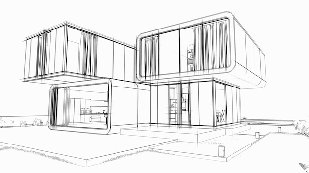 Architect draft modern house