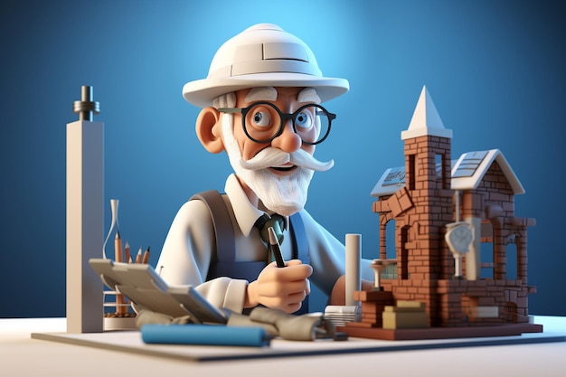 Architect in 3D cartoon stijl Generatieve AI