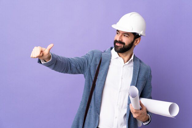 Foto uomo di architetto sulla parete pastello