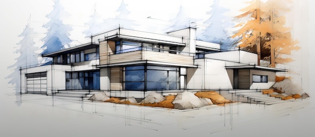 Photo architect s house project sketch