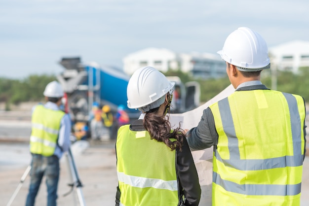 Architect survey at construction site