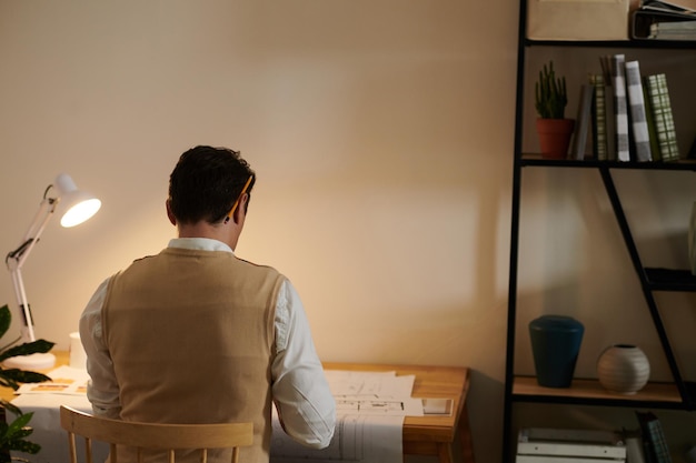 Architect Working at Desk