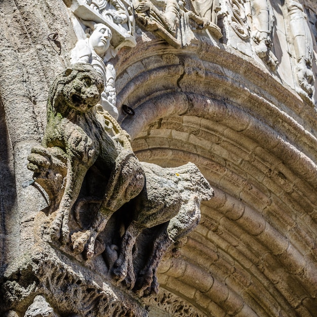 Architectonisch detail gevel van de kathedraal van Santiago de Compostela Spanje