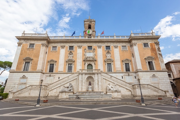 Architectonische details in Piazza del Campidoglio Rome Italië Europa