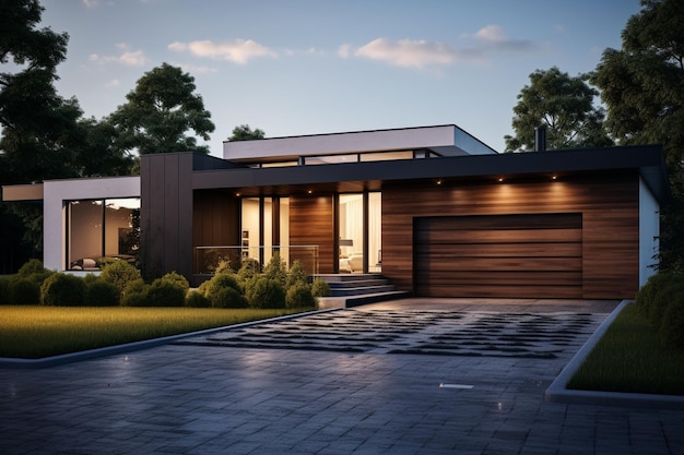 Architectonische visualisatie van een minimalistisch huis Generatieve ai