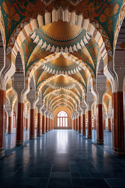 the architectural beauty of a historic mosque during the Ramadan period