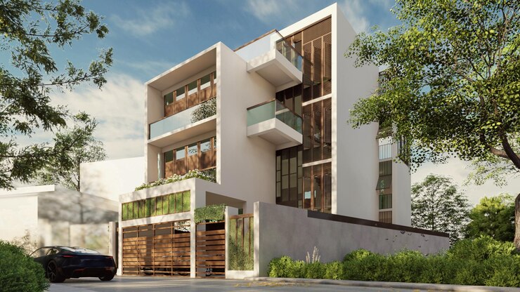 Photo architectural beauty unveiling the contemporary exterior design of big homes