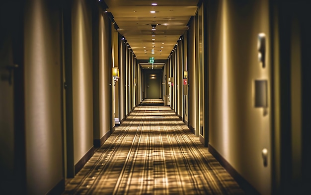 Architectural Clean Long hallway with doors on both sides