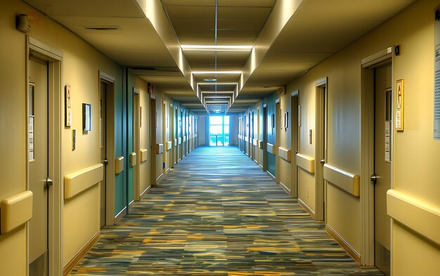 Architectural Clean Long hallway with doors on both sides