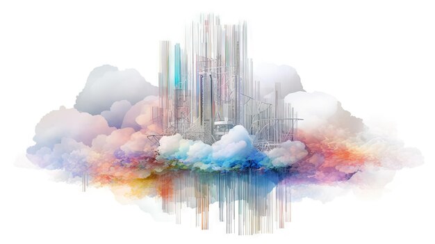 Foto concetto di cloud architettonico con struttura cittadina e connessioni ambiente privato urbano e concetto immobiliare