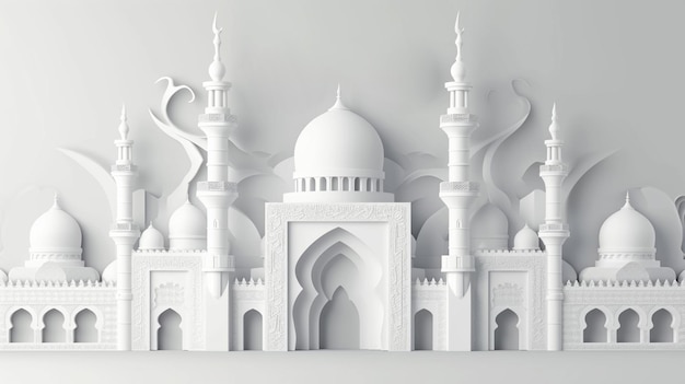 무슬림 휴일을 위한 건축 디자인 요소 현실적인 미니멀 스타일 라마단 Generative Ai