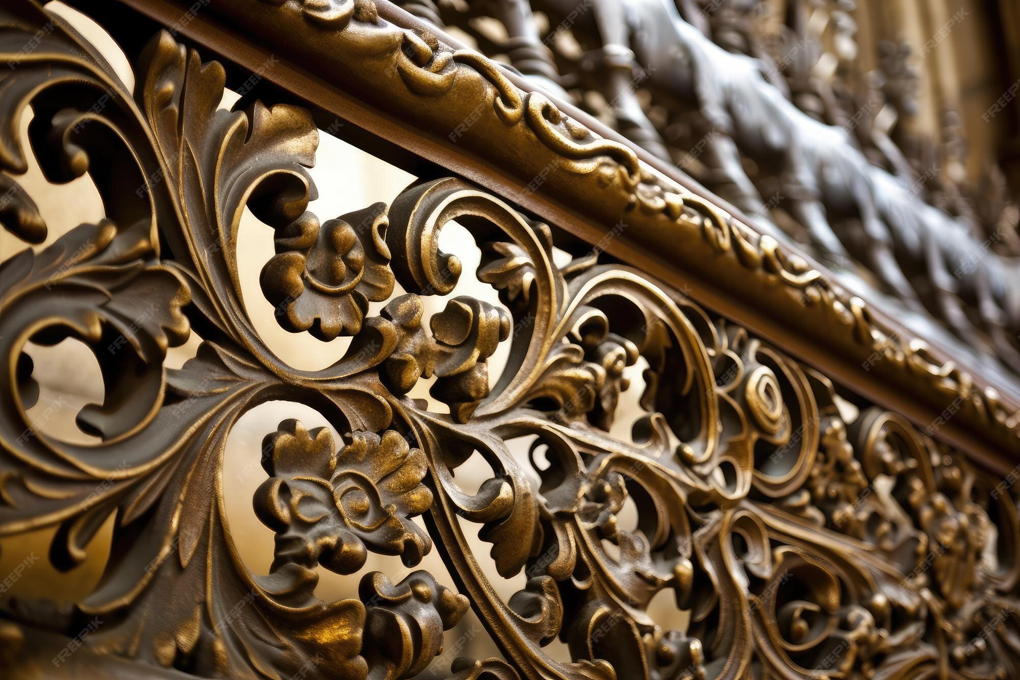 Premium AI Image | Architectural detail of intricate metalwork filigree 