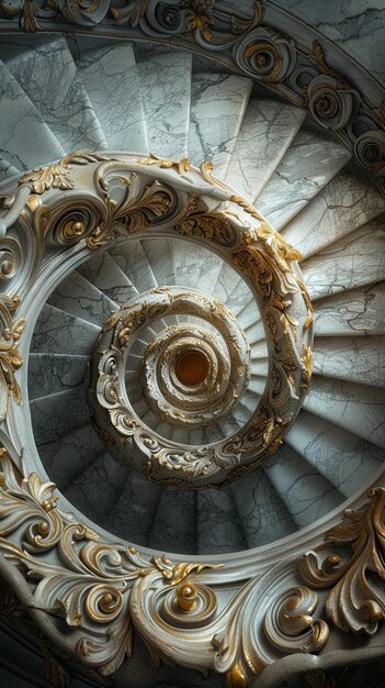 The architectural detail of a spiral staircase