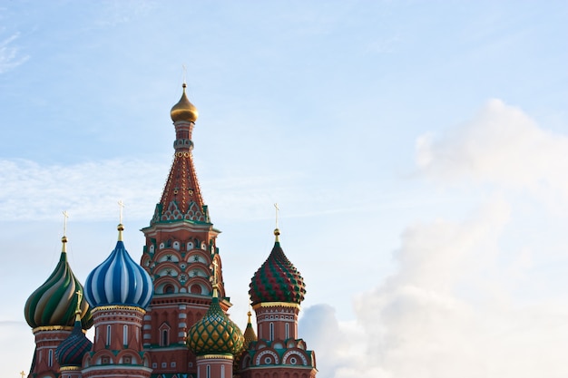 Architectural detail of St Basils Church in Moscow - copy space