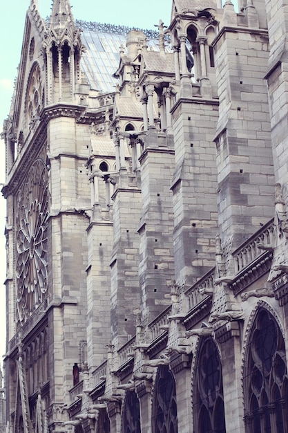 Architectural details of Cathedral Notre Dame de Paris