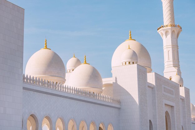 Architectural details of famous Sheikh Zayed Grand Mosque in Abu Dhabi UAE