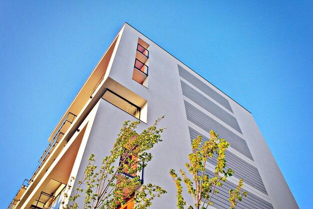 Architectural details of modern apartment building modern european residential apartment building