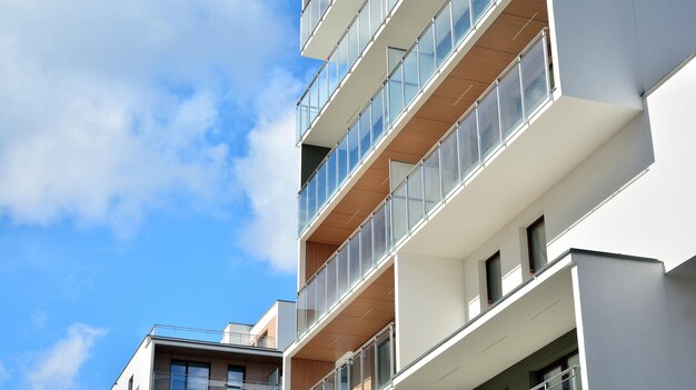 Architectural details of modern apartment building modern european residential apartment building