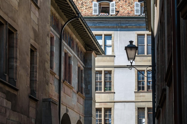 Architectural details in the old town of Geneva Switzerland