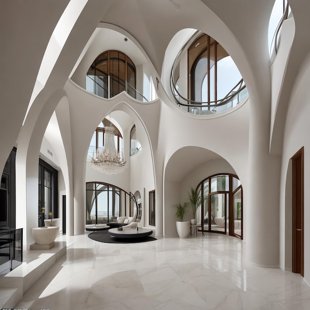 Architectural elegance modern Interior with large arched elements curved aesthetics contemporary s