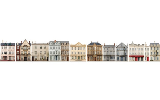 Architectural Ensemble A Stunning Set of Coordinated Buildings Isolated on a White Background