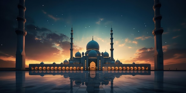 Architectural Marvel Magnificent Mosque View
