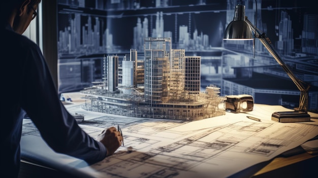 Architectural model of a house on the table