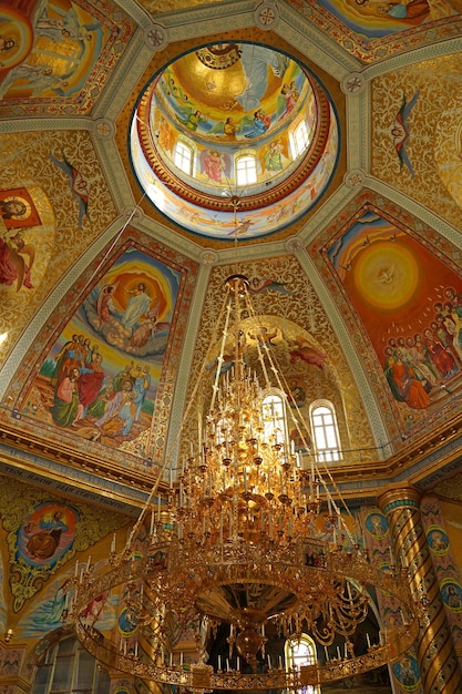 Architectural monuments of Ukraine interior decoration of the cathedral in the Pochaev Lavra Pochayiv Lavra Ukraine May 2021