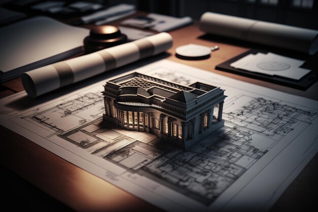 Architectural plans blue print AI Generated