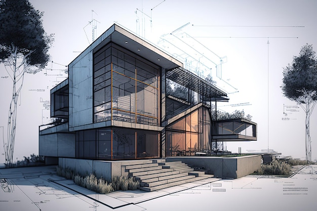 ARCHITECTURE | DESIGN #8: DRAWING A MODERN HOUSE - YouTube