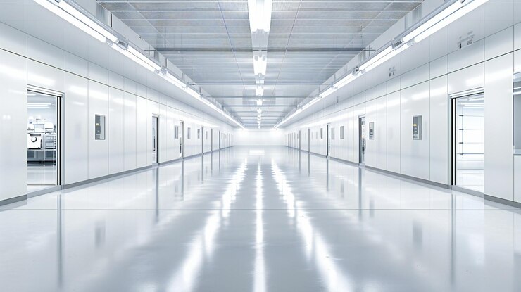 Photo 建築のシンフォニー 工業空間が目的を待っています 光と影が空の景色を横切って遊ぶ場所です