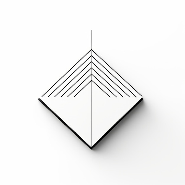 사진 건축 삼각형 로고 미니멀리즘 금속 조각 및 전망 렌더링