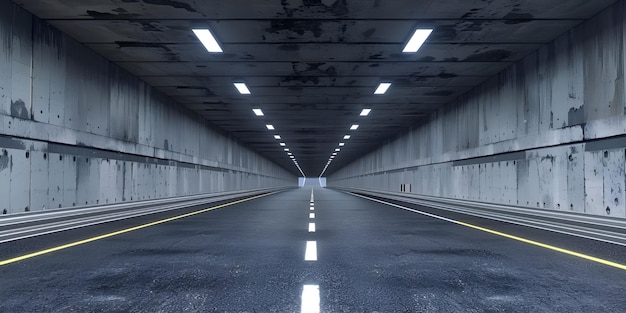 Архитектурный туннель на шоссе с пустым асфальтовым дорожным фоном Ai Generated