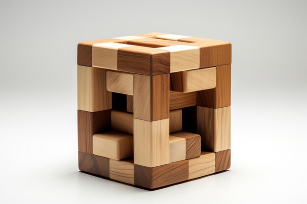 白い背景に分離された建築用木製ブロック生成 AI
