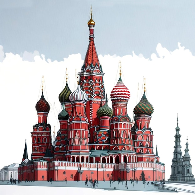 Foto architecturale schets van een kremlin in moskou