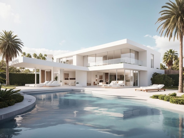 Foto architettura 3d rendering di modello di casa e natura si fondono in moderno design generativo ai
