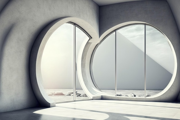 Architecture background exterior of curved wall building with panoramic windows