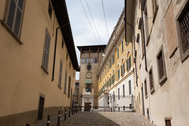 Architecture of Bergamo historical center tradtitional Italian house upper town Bergamo Italy