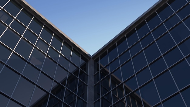 Edificio architettonico con facciata in vetro cielo limpido