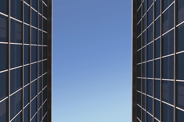 Architecture building with glass facade clear sky