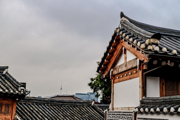 Architecture buildings of Traditional Bukchon Hanok Village at Seoul South Korea