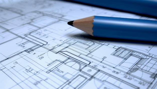 Architecture design blueprint plan illustration of a plan modern residential building technology