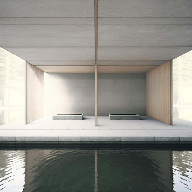 Architecture design mansions minimalist look concrete and glass generative ai