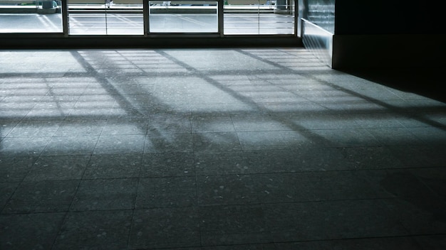 Architecture details floor concrete wall Modern building with shadows in the daytime