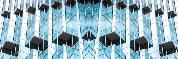 建築の詳細モダンな建物のガラスファサードビジネスの背景