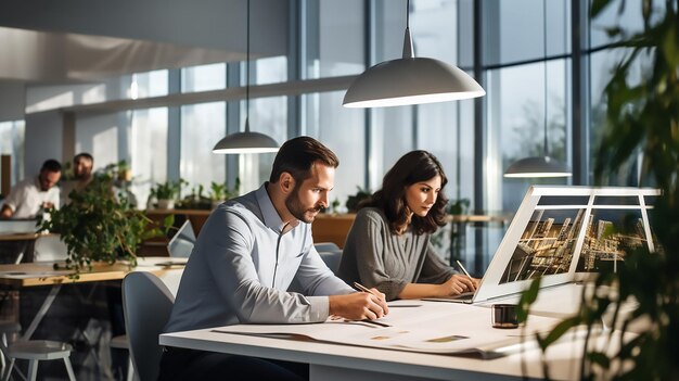 architecture and interiors designers working at a office