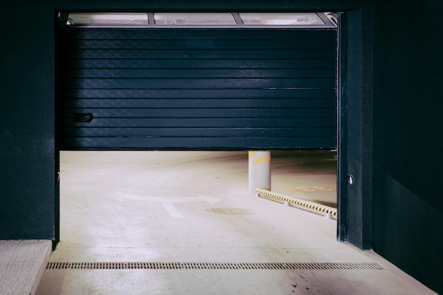 Architecture of modern garage of a residential quarter