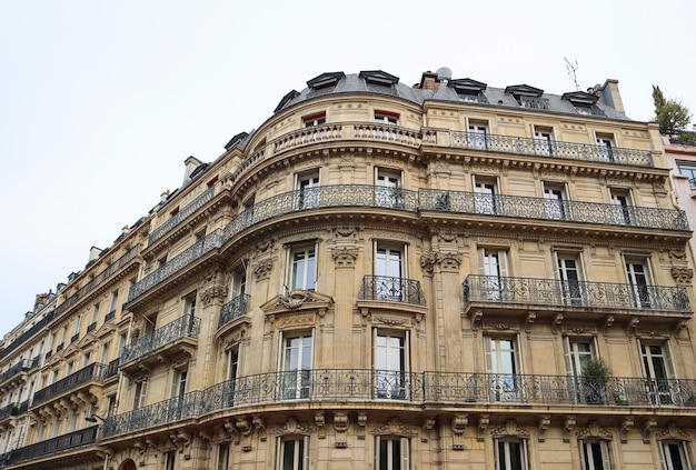 Architecture of Paris France. Facades of a traditional apartment buildings