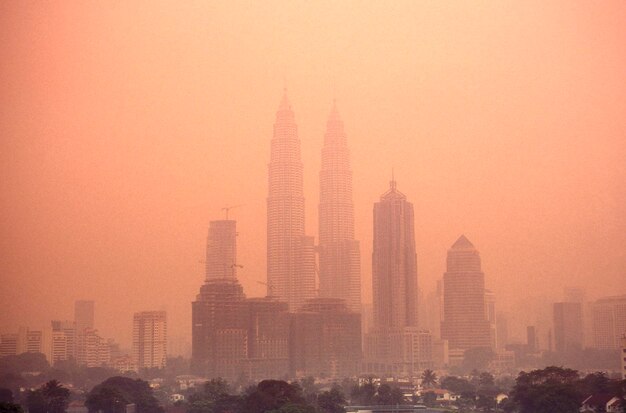 The architecture of the petronas twin towers in the city of kuala lumpur in malaysia malaysia kuala lumpur august 1997