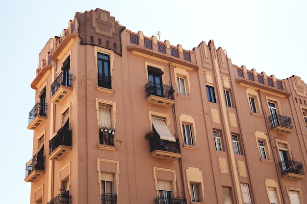 Architecture of a red house against a blue sky